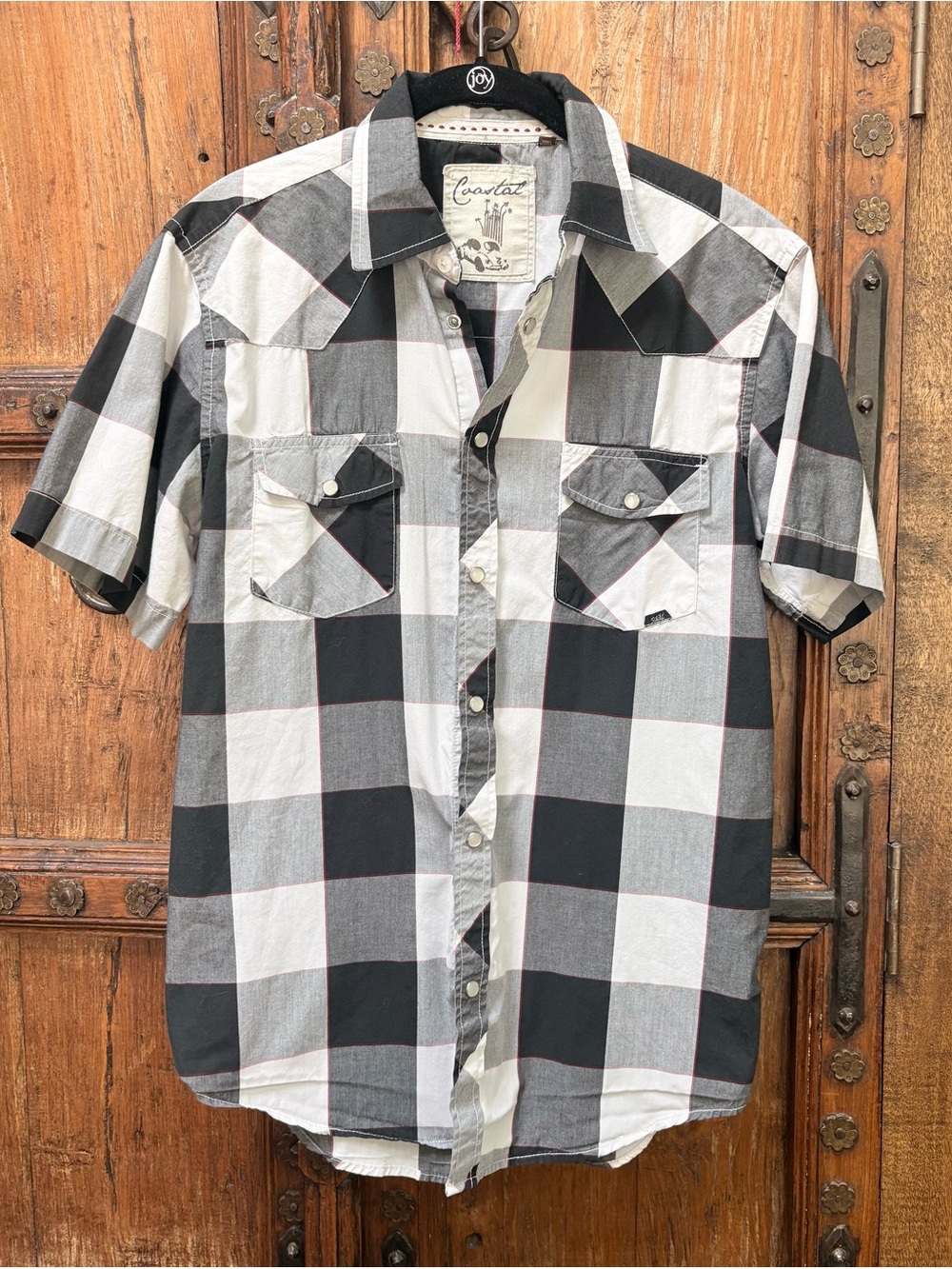 Coastal Men's S/S Western Pearl Snap
Plaid Shirt - Black White Gray M
EUC